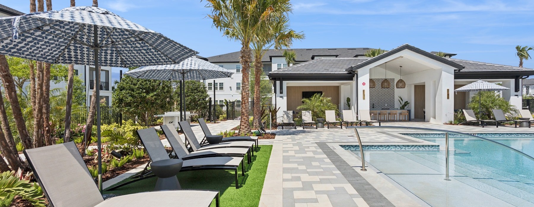 resort style pool with seating